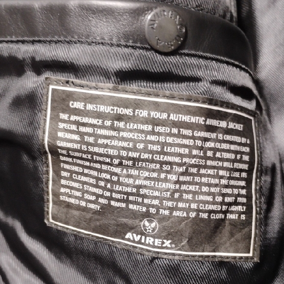 SALE! New Avirex Black Embroidered Leather Bomber Jacket Patches USA Sz.L - Picture 11 of 11